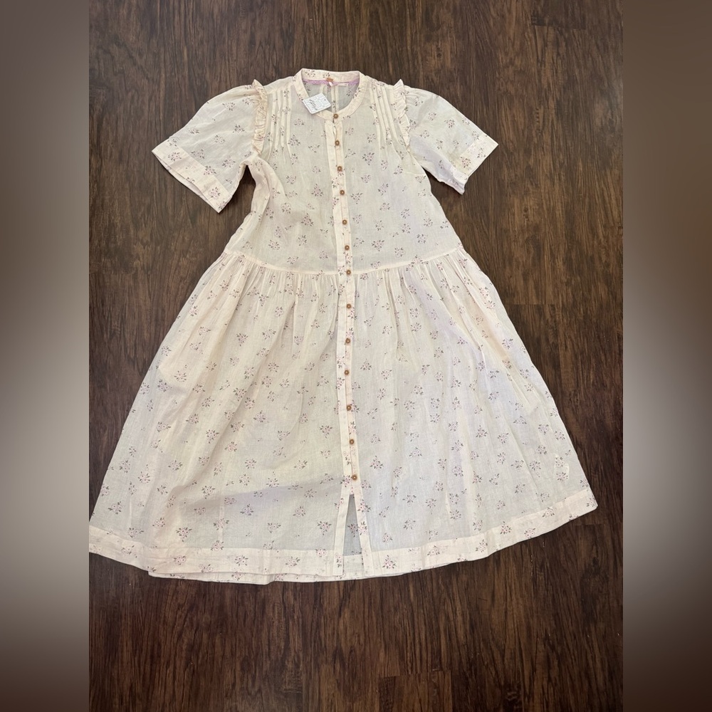 Free People Cream Floral Button-Down Dress